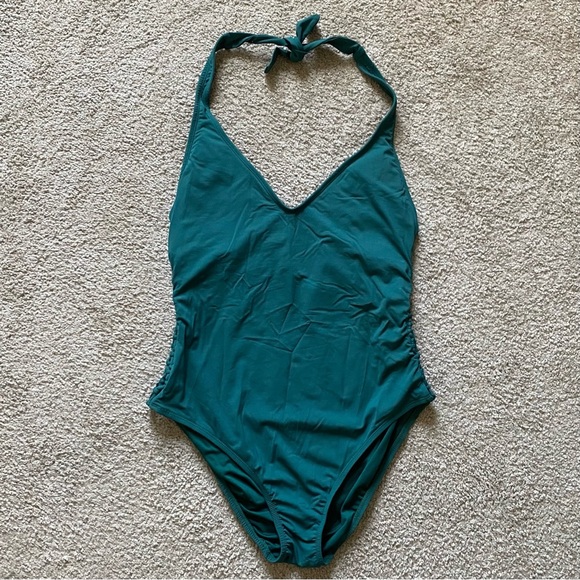 LOFT Other - Loft ~ Hunter Green One Piece Halter Swim Suit ~ Lattice Detail ~ Size 14